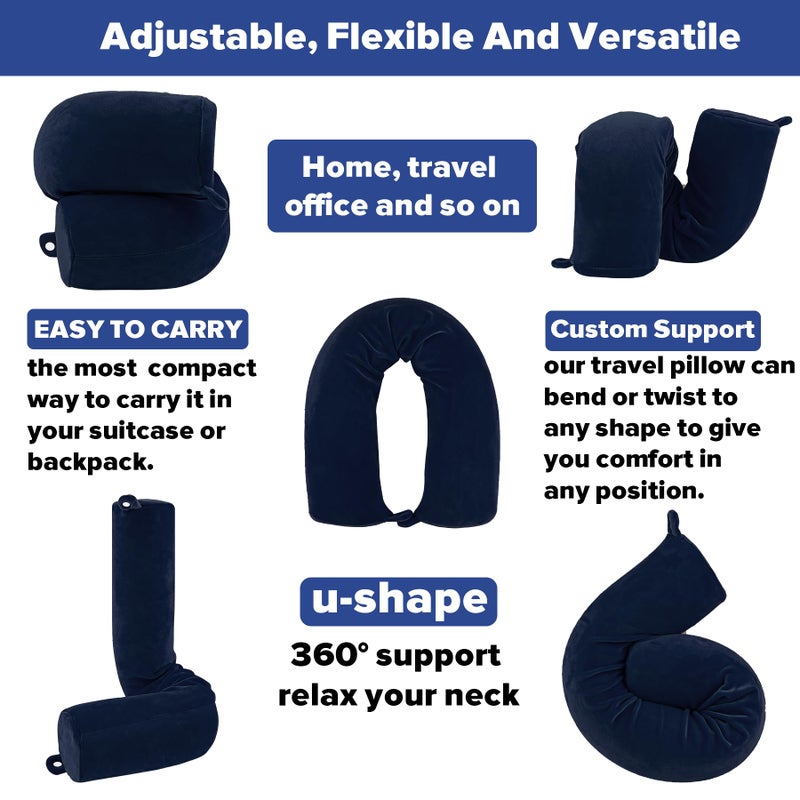PG6 Twist Memory Foam Travel Pillow for Neck, Chin, Lumbar and Leg Support-for Travling on Airplane, Train, Bus or at Home-Adjustable, Bendable Roll Pillow with Washable Soft Cover - Image 3
